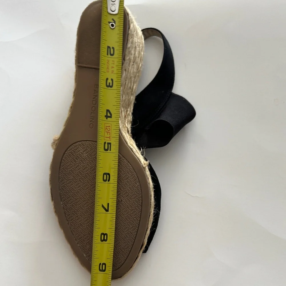 Bandolino Shoes Espadrilles Wedge Black Comfort Ankle Strap Peep Toe Size 8.5 - Picture 6 of 6